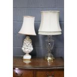 A modern cut glass vase shape table lamp, with gilt metal mounts,