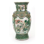 A Chinese famille-verte baluster vase, late 19th century,