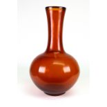 A large Peking amber glass bottle vase, engraved Qianlong seal mark but later, 38cm high.