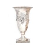 An American sterling silver flower vase, early 20th century, of trumpet shape,