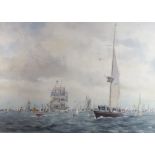 S T Barrow (British, 20th Century), Amongst the Tall Ships, United Friendly 1982,