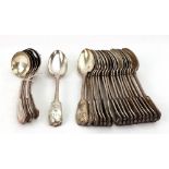 A set of nineteen fiddle, thread and shell pattern electroplate tablespoons, Elkington & Co,