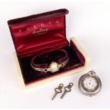 Bulova; a gold plated manual wind lady's wristwatch, circa 1930, on a double Brazil-link bracelet,
