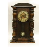 A Vienna style walnut cased wall timepiece, late 19th century, with turned half round pilasters, 61.