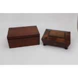 A Regency rosewood brass strung sarcophagus shape box, with hinged cover, on bun feet, 27cm wide,