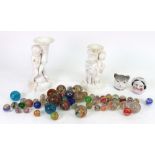 A collection of vintage glass marbles,