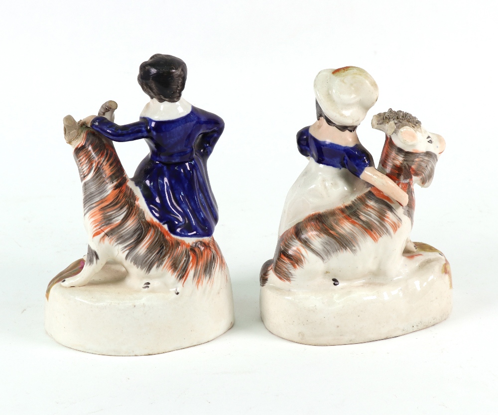 A collection of Victorian Staffordshire, a pair of cows and milkmaid spill vases, 15cm high, - Image 9 of 9