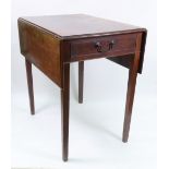 A George III style mahogany Pembroke table, with moulded edge top, dummy end drawers,
