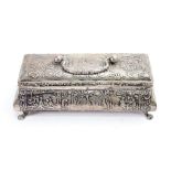 A Dutch reproduction silver teaspoon box, 1911, in the form of a 17th century style casket,