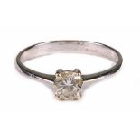 A diamond solitaire ring, the round brilliant diamond approx. 0.