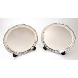 A pair of George III style silver shaped circular salvers, C J Vander Ltd, London 1959,