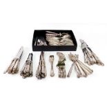 Collected Kings pattern electroplate flatware, 20 table and 30 dessert forks,