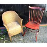 A Victorian moulded walnut frame button down upholstered nursing chair,