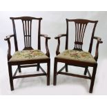 Two Chippendale style mahogany open arm elbow chairs, 19th and early 20th century,