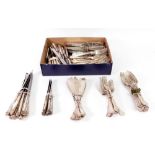 Collected Kings pattern electroplate flatware, 21 table and 51 dessert forks,