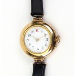 A lady's 18ct yellow gold manual wind wristwatch, circa 1911,