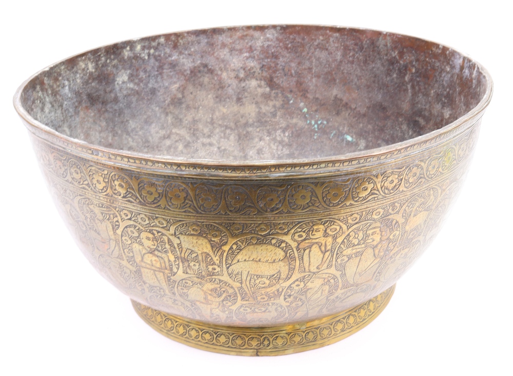 An Islamic brass bowl and cover, late 19th/early 20th century, - Image 5 of 6
