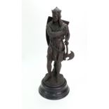 After Jean Jules Bernard Salmson - a spelter figure of a knight, late 19th century,