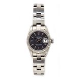 Rolex; an Oyster Perpetual Date lady's steel cased bracelet wristwatch, ref.