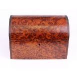 A contemporary exotic briar wood box, South West Morocco, with hinged domed top, 23cm wide,
