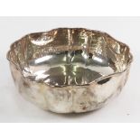 A modern spot hammered fruit bowl, detailed 800, with lobed sides, 17cm diameter, 9ozs.