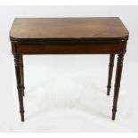 A Regency mahogany tea table, the hinged 'D' shape fold-over top with moulded edge,