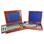 A Victorian mahogany cased set of twelve pairs of electroplate fish knives and forks,