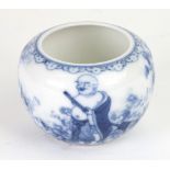 A small Chinese blue and white globular vase, Yongzheng seal mark but later,