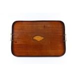 A 'Sheraton Revival' mahogany gallery tray, with brass carrying handles,