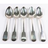 A set of four William IV Irish silver fiddle pattern tablespoons, Dublin 1835, makers mark RWS,