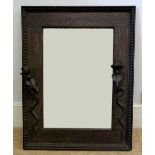 A late 17th style oak frame wall mirror,