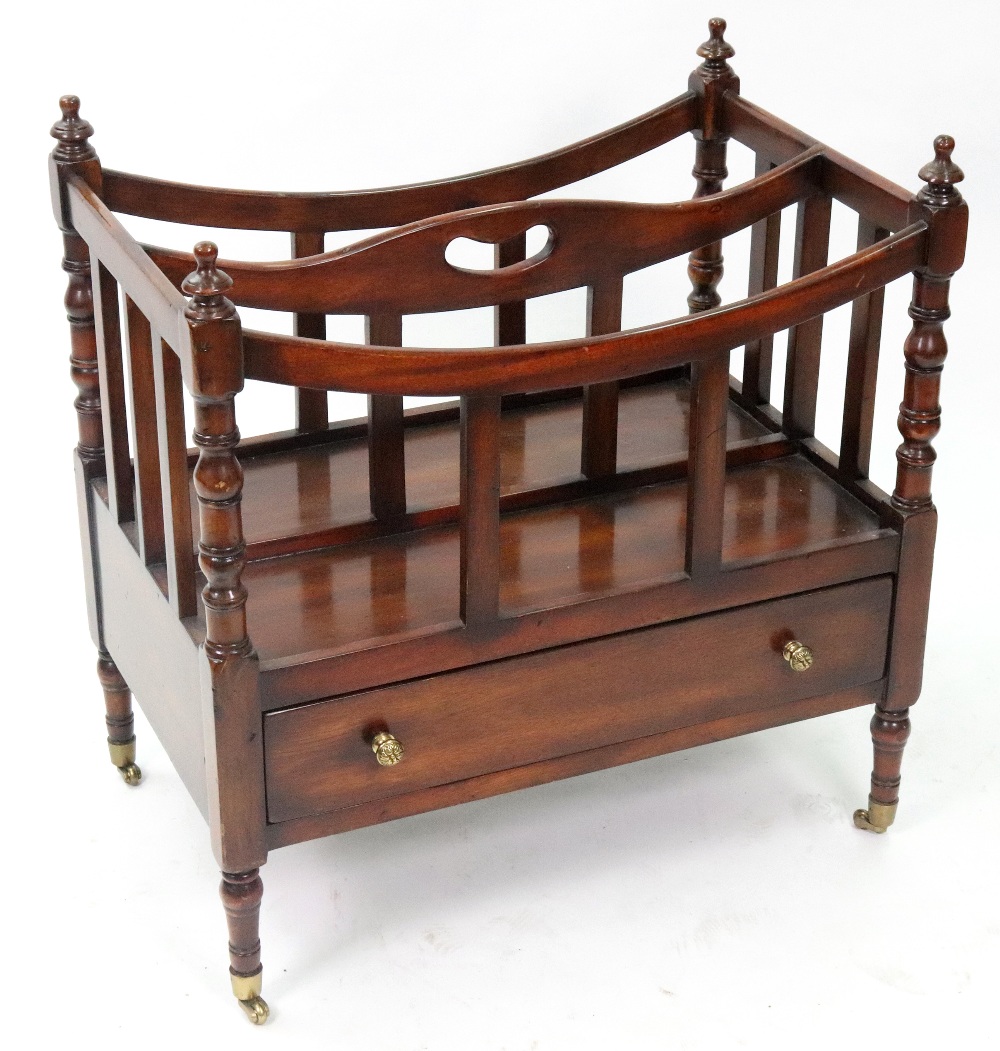 A reproduction Regency style mahogany two division Canterbury,