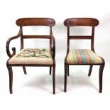 A set of nine Regency Scottish mahogany dining chairs,