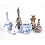 A group of Japanese porcelains, late 19th/early 20th century, comprising, two Imari vases,