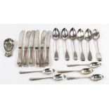 A set of five George III silver fiddle pattern teaspoons, London 1812, makers mark rubbed,