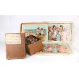 A Victorian wooden jigsaw puzzle, depicting six young girls, 13.5 x 9.