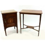 An Edwardian mahogany tulipwood crossbanded boxwood and ebony strung side table,