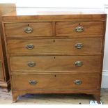 A Regency mahogany boxwood ebony and barber pole banded chest,