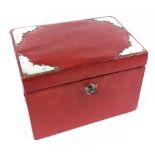 A late Victorian silver mounted red morocco leather covered stationery box, Chester 1898,