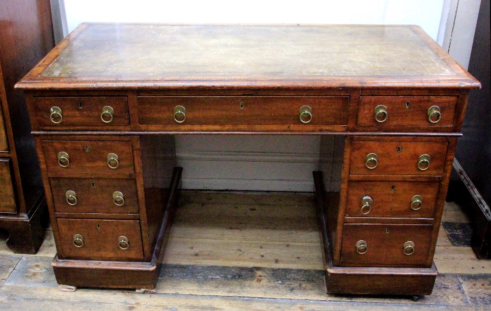 A George III style mahogany kneehole desk, late 19th century,