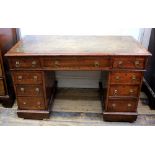 A George III style mahogany kneehole desk, late 19th century,