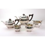 A Regency style silver three piece tea service and matching two piece bachelor service, John Round,