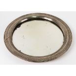 A Dutch circular silver mounted mirror based tray, 1876, maker's mark 'V.K.