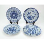 A pair of Chinese Export blue and white plates, 18th century,
