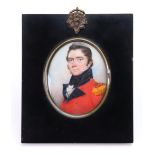 English School, early 19th Century, A portrait miniature of an army officer, watercolour, 7.5 x 6cm.