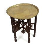 An Indian brass tray table, late 19th century,