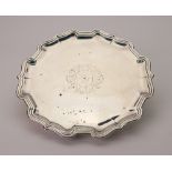 A George II silver waiter, London 1732, makers mark rubbed, of shaped circular outline,