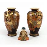 A pair of Japanese Satsuma ovoid vases, Meiji period,