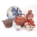 A group of Japanese ceramics, various dates, comprising, an Imari tea bowl, Edo period,