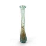 A small Roman green glass bottle, 12cm long,
